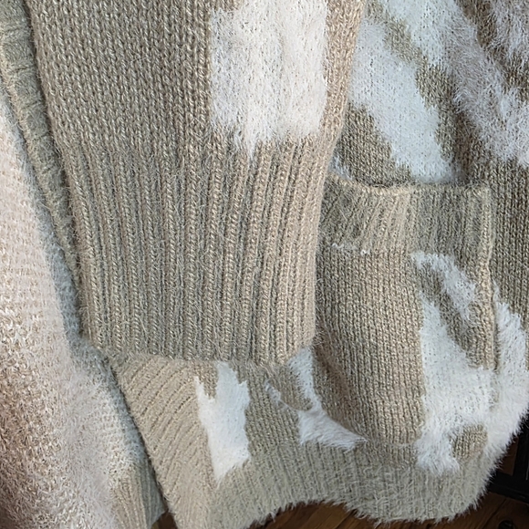 Easel Beige Cream Long Open Cardigan Sz Large NWT - Picture 4 of 6